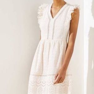 Loft Eyelit Dress. Beautiful detail. Light pink.